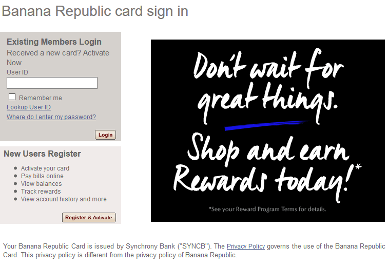 Pay Banana Republic Credit Card Online