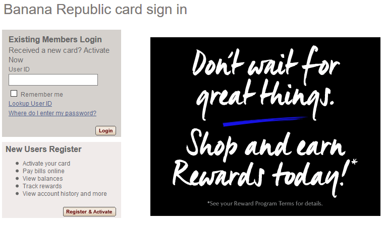 How to Login to Banana Republic Credit Card