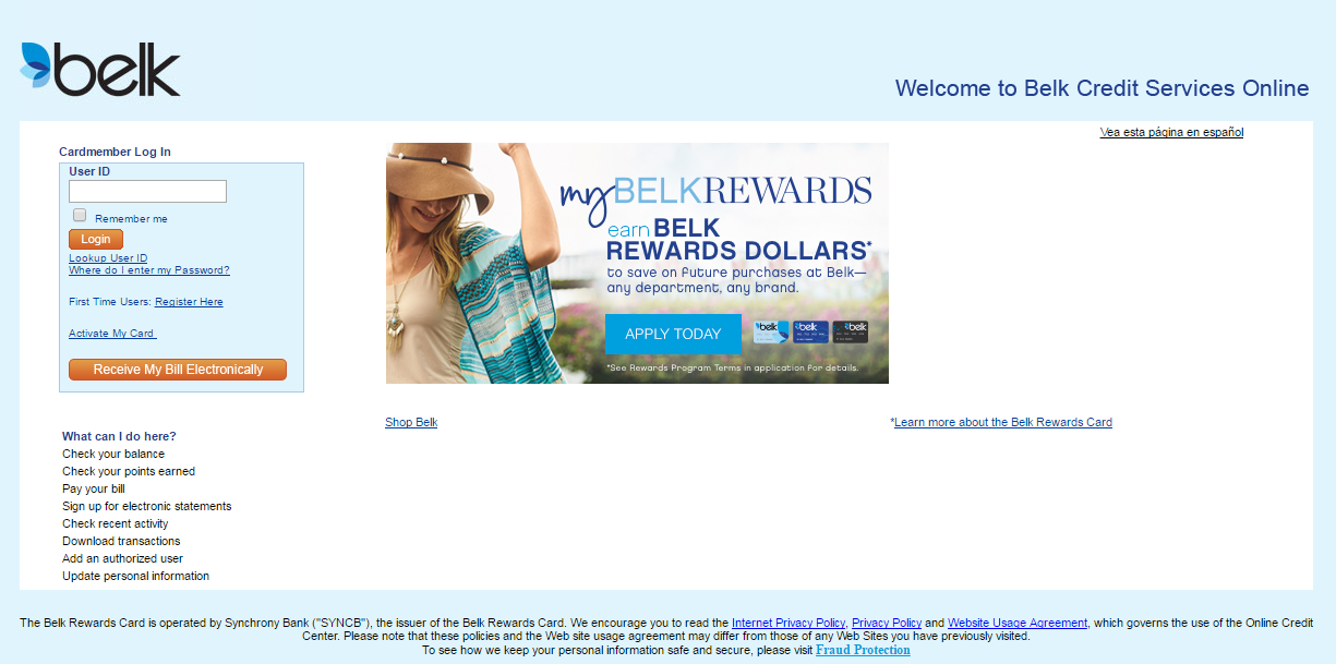 How to Login to Belk Credit Card