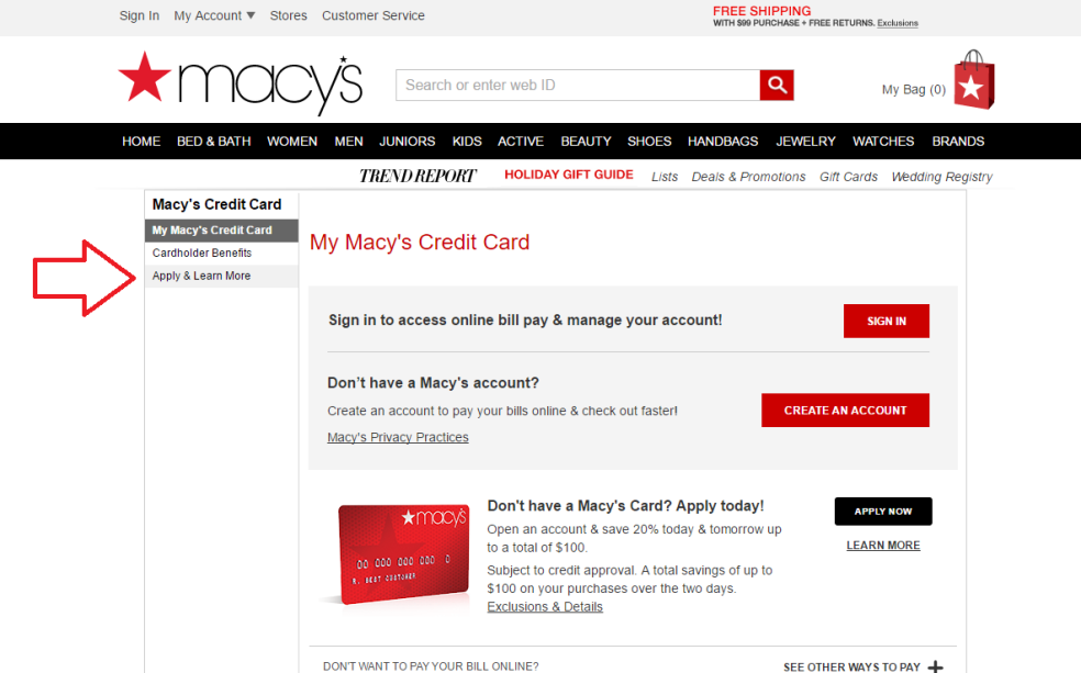 Step 1 - Go to Macy's.com