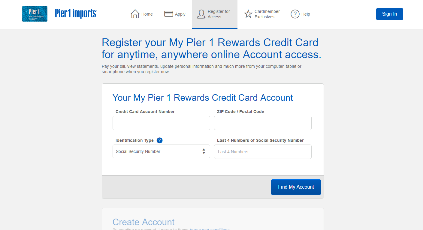 How to Register Pier One Credit Card Login