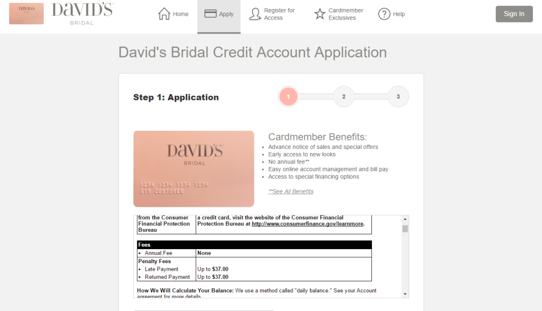 Step 1 - Go to the David's Bridal Website