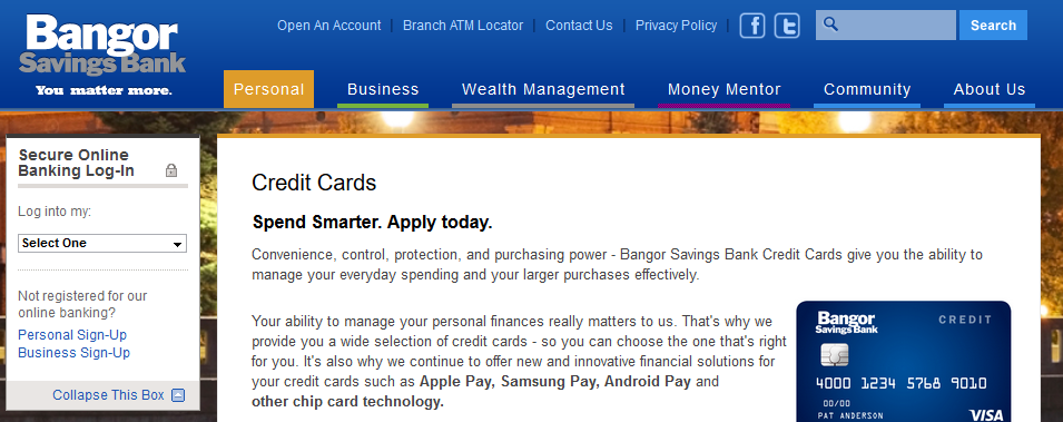 How to Pay for the Bangor Savings Bank Visa Platinum Credit Card Online